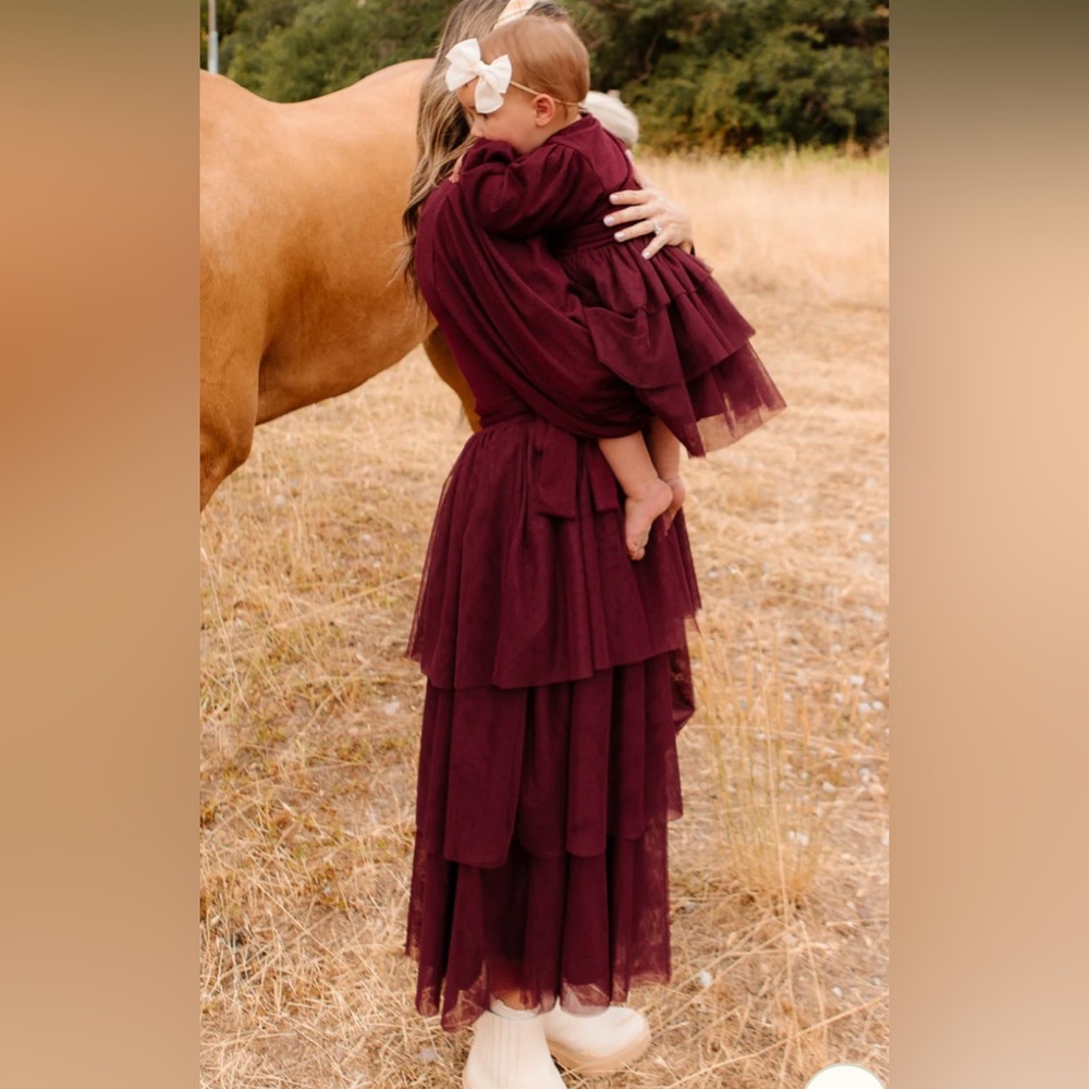 Ivy City beautiful winter midi dress in wine. - Picture 4 of 4